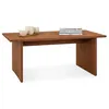 Image de Table basse SALTO rectangulaire pour salon en bois massif brun foncé, 110x45 cm, élégante et minimaliste, pieds en bois