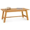 Image de Table basse LUZERNA rectangulaire pour salon en bois massif laqué, 110 x 45 cm, design moderne minimaliste, pieds en bois