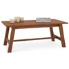 Image de Table basse LUZERNA rectangulaire pour salon en bois massif brun foncé, 110 x 45 cm, design moderne minimaliste, pieds en bois