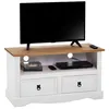 Image de Meuble TV CAMPO avec 2 tiroirs, style mexicain en pin massif blanc et brun