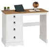 Image de Bureau CAMPO en bois massif L 105 cm avec 4 tiroirs coloris blanc, bureau avec rangement intégré style campagne