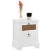 Image de Table de chevet PADMA 2 tiroirs, table de nuit design vintage en bois lasuré blanc et rotin