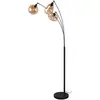 Image de Trio, Lampadaire, LUMINA - Vloerlamp - Zwart mat - excl. 3x E14 10W - Amber glas (E14)