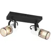 Image de Trio, Plafonnier, TOSH - Spot - Zwart wit - excl. 2x E14 15W - Wandspot met schakelaar - Houten elementen in wit (E14)