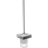 Image de Emco, Brosse WC, Ensemble brosse WC LIAISON verre cristal satiné, modèle mural chromé