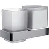 Image de Emco, Porte brosse à dents, Porte-verre/distributeur de savon LOFT Kr-Gl satiné avec gobelet cloche chromé