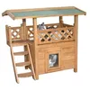 Image de Maisonnette pour chat - KERBL - Lodge - Bois - Marron / Vert - 77 x 50 x 73 cm