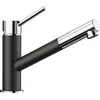Image de Mitigeur cuisine, bec droit orientable 120ø, douchette extractible, BLANCO KANO-S, chromé / noir, robinetterie cartouche céramique