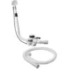 Image de Duravit, Siphon, Garniture de vidage/débordement QUADROVAL avec arrivée au sol, tuyau flexible chromé (Garniture de trop-plein, 1/2")