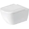 Image de Duravit, Cuvette toilettes + bidet, WC Happy D.2 blanc mural sans rebord avec revêtement Wondergliss et Duraf