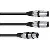 Image de Omnitronic Câble adaptateur XLR(F)/2xXLR(M) 3m sw (3 m, Câbles XLR), Câble audio