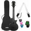 Image de Cascha HH 2258 Zwarte Carbon Fiber concert ukulele met softcase (De concert), Ukulélé, Noir