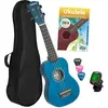 Image de Hage Soprano Ukulele Linden Blue Set (incl. incl. 4 languages Method (DE/EN/FR/ES), Bag unpadded, 3 (De concert, Soprano), Ukulélé, Bleu