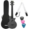 Image de Cascha Ukulele Carbon Fibre Black Set w/ Pickup System (De concert, Adultes), Ukulélé, Noir