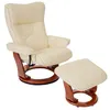 Image de MCA fauteuil relax Montreal, fauteuil de télévision, tabouret, cuir, charge 130kg ~ crème, doré