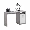 Image de Bureau 1 porte et 1 tiroir 123x50x76,5 cm gris béton et blanc