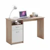 Image de Bureau 1 porte et 1 tiroir 123x50x76,5 cm chêne et blanc