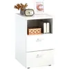 Image de Table de Chevet 2 Tiroirs "Macom" 61cm Blanc