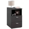 Image de Table de Chevet 2 Tiroirs "Macom" 61cm Noir