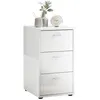 Image de Table d'Appoint 3 Tiroirs Design "Gania" 62cm Blanc Laqué
