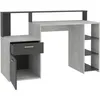 Image de Bureau avec réhausse et rangements BOLTON - Mélamine gris béton/antracite - L138,5 x H91,6 x P53,5 cm