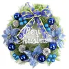 Image de Décoration de Noël Couronne Guirlande de Noël Artificielles Fait à Main pour Votre Porte, Mur ou Fenêtre, Cheminée Muralediamètre 30CM - Bleu