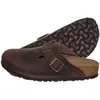 Image de Birkenstock, Unisexe, Sandales, Nubuck de Boston huilé en cuir Étroit, Marron, (41)