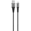 Image de Goobay Câble textile Micro-USB vers USB-A avec fiches métalliques (gris espace/argent) 1 m, 1 m (1 m, USB 2.0, 12 W), Câble USB