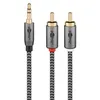 Image de GOOBAY Câble audio jack 3.5mm - 2 rca mâles gold nylon tressé 5m
