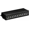 Image de Goobay CAT 6 Panneau de brassage mini/desktop, 12 ports, noir, Serveur : accessoires, Gris, Noir