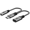 Image de Goobay USB-C vers USB-C et jack 3,5 mm AUX (Adaptateur jack, Numérique -> Analogique), Adaptateur audio, Noir, Gris