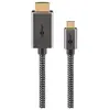 Image de Goobay USB-C-auf-HDMI-Textilkabel 4K @ 60 Hz, 3 m, schwarzsilber (3 m), Câble vidéo, Noir, Argent