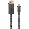 Image de Goobay USB-C-auf-DisplayPort-Textilkabel 4K @ 60 Hz, 1 m, schwarzsilber (1 m), Câble vidéo, Noir, Argent