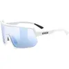 Image de Uvex, Unisexe, Lunettes de sport, Sportstyle 235 V (Blanc Mat, variomatic litemirror blue (S1-3)), Blanc