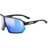 Image de Uvex, Unisexe, Lunettes de sport, sportstyle 237 CV (black matt (bleu), colorvision mirror blue (S2)), Bleu, Noir