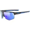 Image de Uvex, Unisexe, Lunettes de sport, axos set (black matt (bleu), Clear, Miroir Bleu), Noir