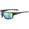 Image de Uvex, Unisexe, Lunettes de sport, sportstyle 230 (Noir mat, Noir mat (Vert), noir/vert métallisé, Miroir Vert), Noir