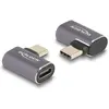 Image de Delock Adaptateur USB 40 Gbps USB Type-C PD 3.0 100 W mâle à femelle coudé gauche / droite 8K 60 (USB-C, 9 cm), Adaptateur données + vidéo, Gris