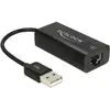 Image de Delock Adaptateur USB 2.0 > LAN 10/100 Mb/s (USB 2.0, RJ45 (1x)), Adaptateur réseau, Noir