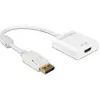 Image de Delock Adaptateur de moniteur DP à HDMI, actif, support 4K (HDMI, 20 cm), Adaptateur données + vidéo, Blanc