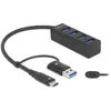 Image de Delock 63828 (USB-C, 4 ports), Station d'accueil + hub USB, Noir