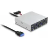 Image de Delock 8,89cm 3,5pouces USB 5 Gbps Panneau avant 7 x USB type A (USB-A, 7 ports), Station d’accueil + hub USB, Gris, Noir