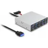 Image de Delock 8,89cm 3,5pouces USB 5 Gbps Panneau avant 10 x USB type A (USB-A, 10 ports), Station d’accueil + hub USB, Noir
