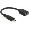 Image de Delock Adaptateur USB 3.1 A femelle - type C mâle (0.10 m, USB 3.2 Gen 2), Câble USB