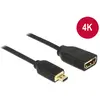 Image de Delock micro HDMI (Typ D)   HDMI (Typ A) (0.20 m), Câble vidéo, Noir