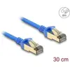 Image de Delock Câble réseau RJ45 Cat.8.1 F/FTP Slim 0,3 m bleu (F/FTP, CAT8.1, 0.30 m), Câble réseau