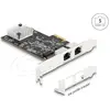 Image de Delock Carte PCI Express x2 vers 2 x RJ45 5 Gigabit LAN RTL812 (Mini PCI Express), Carte réseau, Noir
