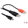 Image de Delock 2x USB2.0 - A - USB mini 5 broches (1 m, USB 2.0), Câble USB