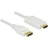Image de Delock Câble Displayport 1.2 mâle > High Speed HDMI-A mâle passif 4K 2 m blanc (2 m), Câble vidéo, Blanc