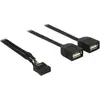 Image de Delock Câble USB 2.0 Type-A 2 x femelle à broche 40 cm (0.40 m, USB 2.0), Câble USB